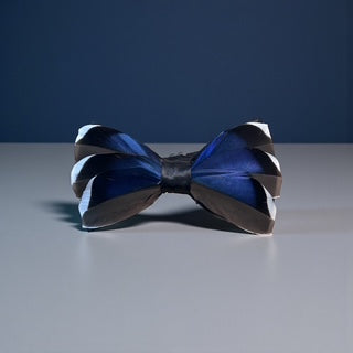 Nœud papillon en plumes creuses bleues
