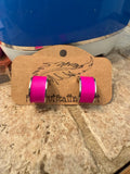 Pink Goose Feather Hoop Earrings