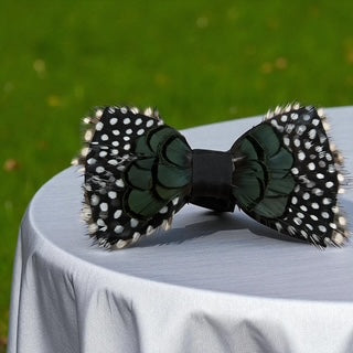 Spotted Hollow Feather Bow Tie