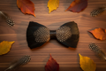 Rustic Pheasant & Quail Feather Bow Tie - Dark Walnut